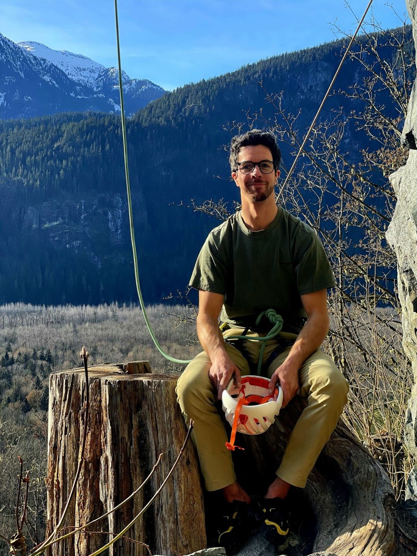 Gabriel Viel-Cote outdoors with climbing equipment