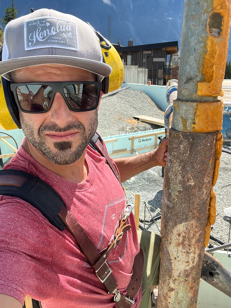 Thomas Chamberland working on a construction site